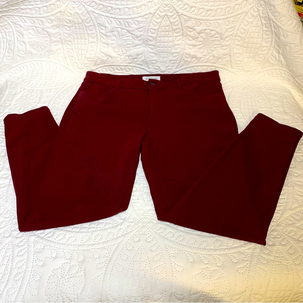 Liz Claiborne BurgundyStretch Casual Work Pant Leggings Size 14 NWOT